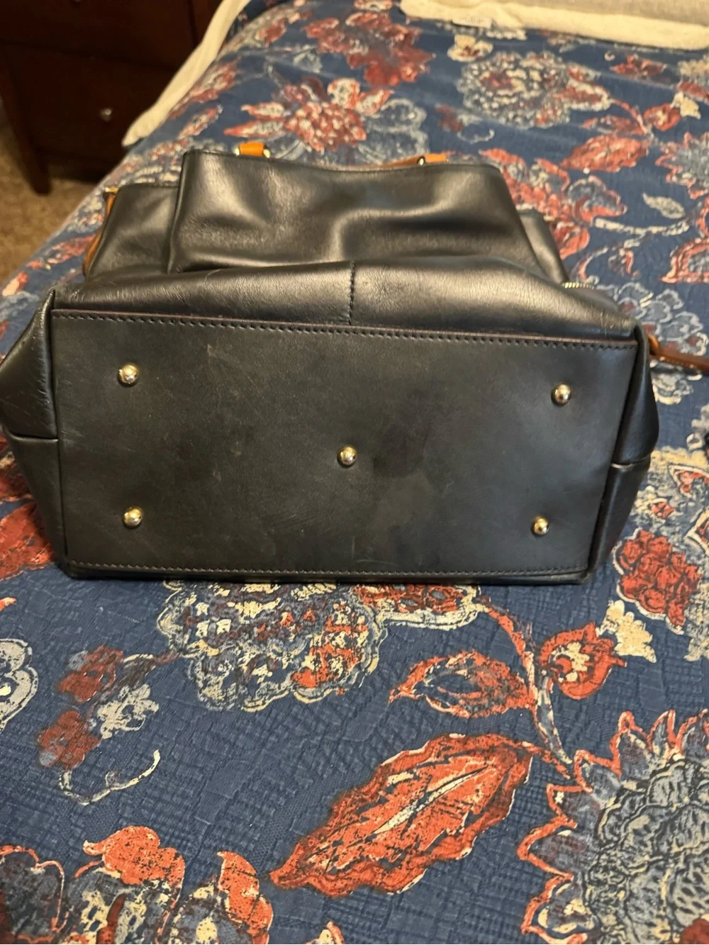 Dooney & Bourke Black and Tan Leather Top-Handle Satchel